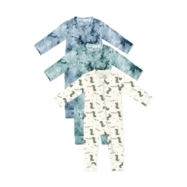 Baby Girls Boys Footless Pajamas,Rayon From Bamboo Pjs 2 Way Zipper Long Sleeve Soft Sleeper,Infant Tie-dye Romper